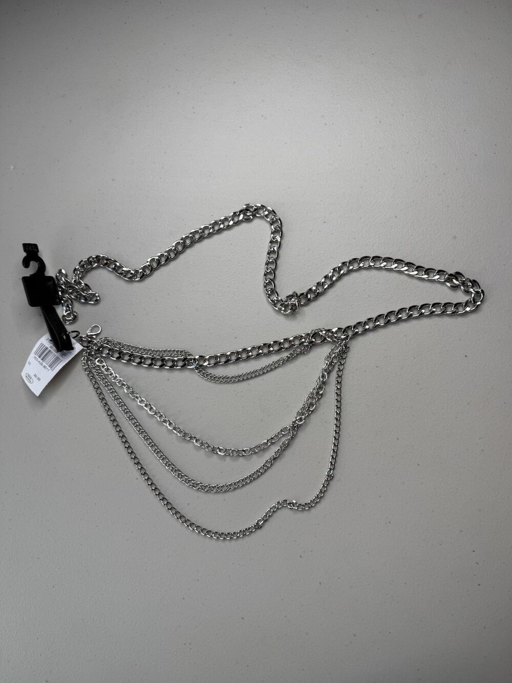 Womens Silver-Tone Chain Belt Multilayered Size S/M Goth Punk Grunge Style